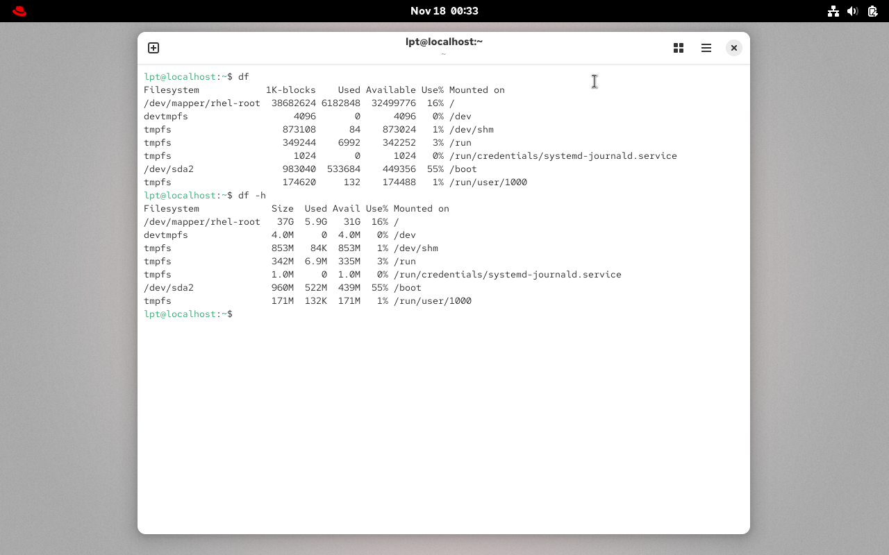 df -h 命令的输出