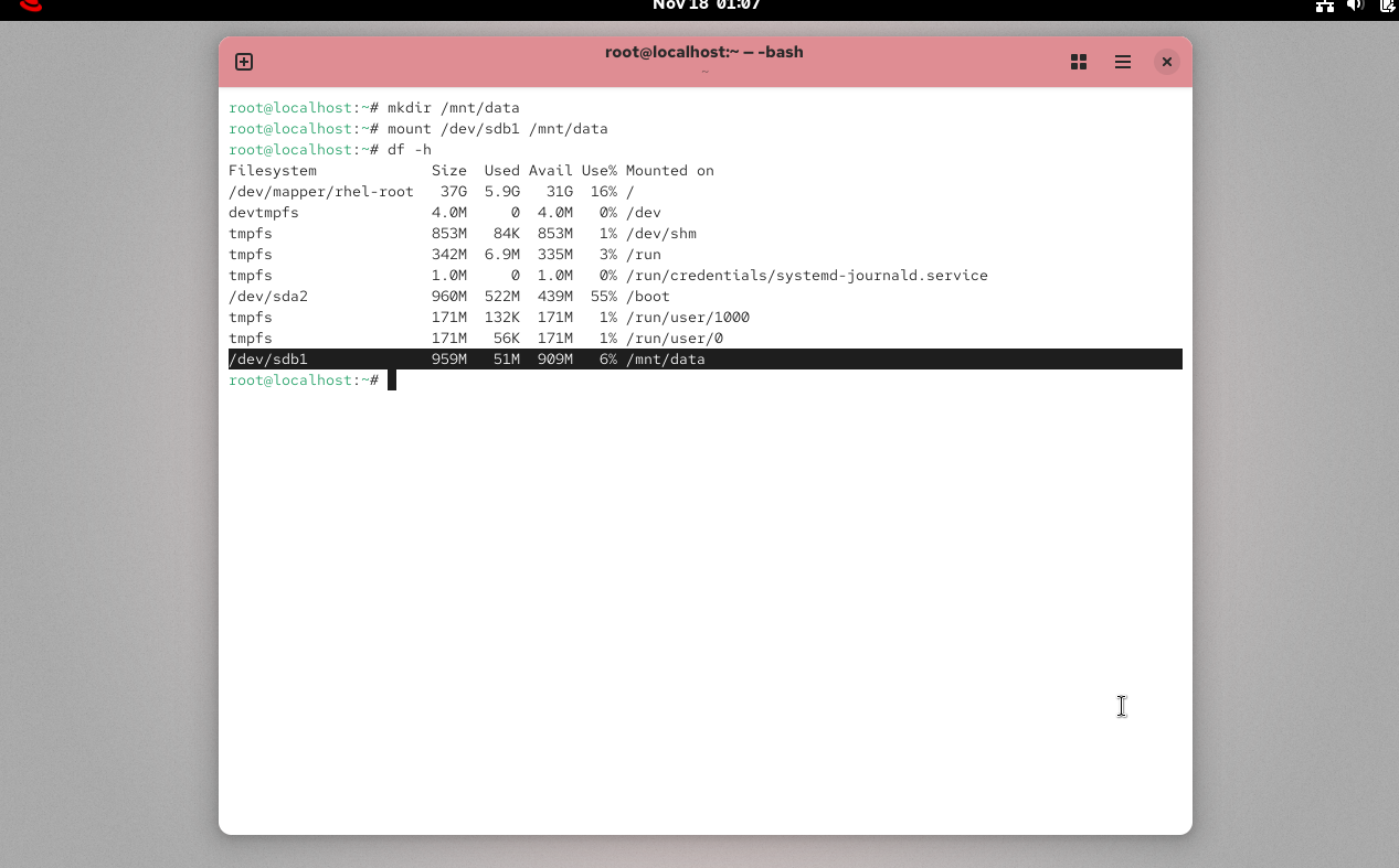 mount 命令挂载分区