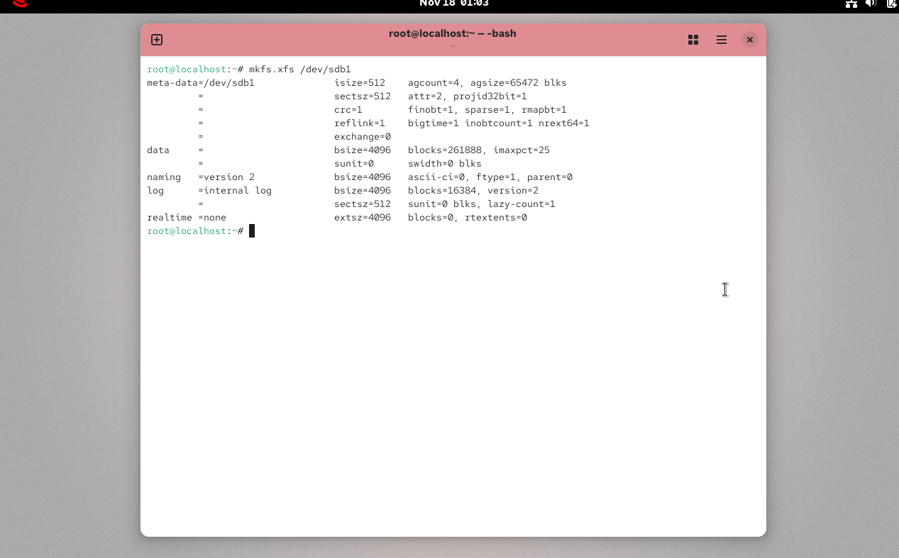 mkfs.xfs 格式化分区